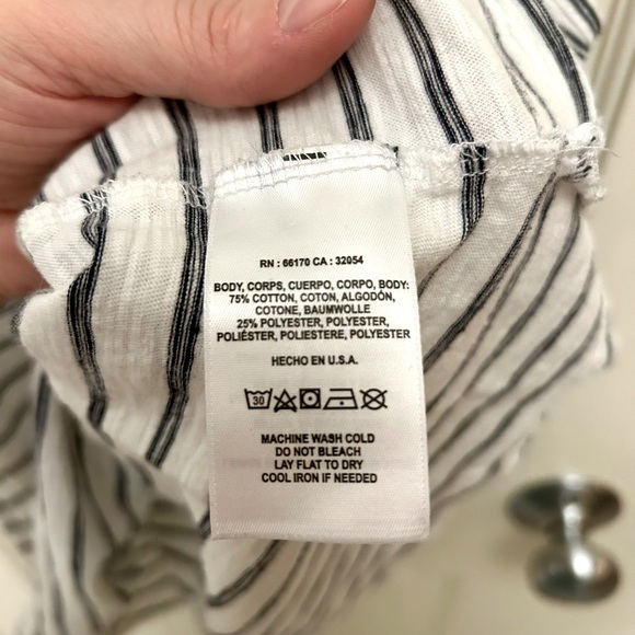 Anthro t.la Ruffled Mock Neck White & Black Striped Tank Top Size S - Picture 10 of 10